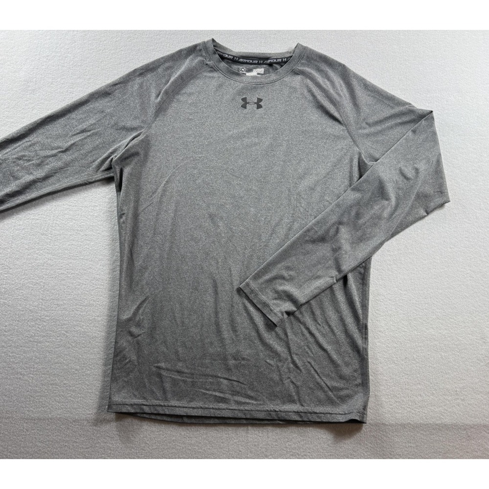 Under Armour‎ HeatGear Shirt Mens XL Gray Long Sleeve Compression Base Layer